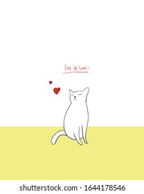 cute cat - im in love - vector illustration .eps
