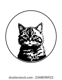 a cute cat image in a black and white circle can be used for the background