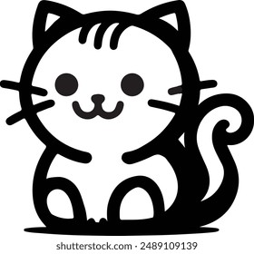 Cute Cat Image Silhouette Vector Style on a White Background