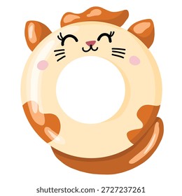 Cute cat inflatable swim ring pool float illustration
