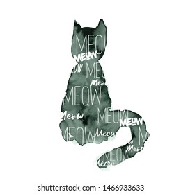 Cute cat. Ink design "Meow"