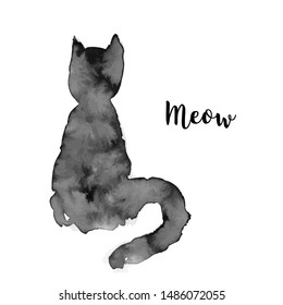 Cute cat. Ink design "Meow"