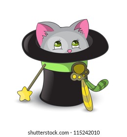 Cute Cat Inside Magic Hat