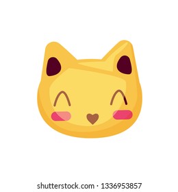 Cute cat isolated on white background. Animal in cartoon style. 2d illustration.