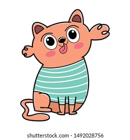 cute cat isolated on white background. vector illustration of a flat design