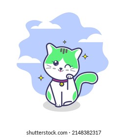 cute cat isolated on white background. Vector illustration for baby shower, greeting card, party invitation, fashion clothes t-shirt print