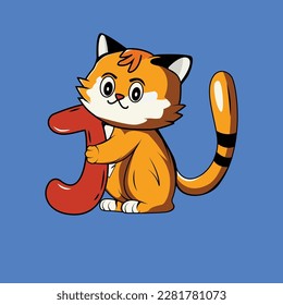 Cute cat with J Letter Vector Illustration