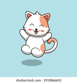 Cute cat jumping cartoon illustration