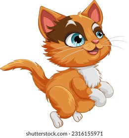 Cute Cat in Jumping Pose Vector illustration