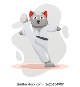 CUTE CAT KARATE CARTOON VECTOR