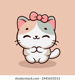 Cute cat kawaii doodle vector icon illustration