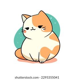 Cute cat in kawaii style. Vector illustration.