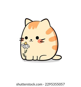 Cute cat in kawaii style. Vector illustration.