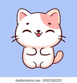 Cute cat kawaii vector icon illustration