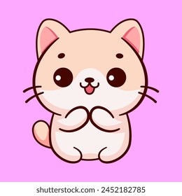 Cute cat kawaii vector icon illustration