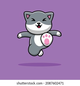 Cute Cat Kicking Cartoon Vector Icon Illustration. Animal Sport Icon Concept Isolated Premium Vector. Flat Cartoon Style