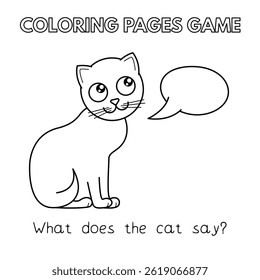 Cute cat kids learning game. Vector coloring book pages for children education