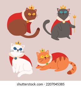 Cute cat king cartoon vector