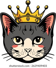 cute cat with king crown