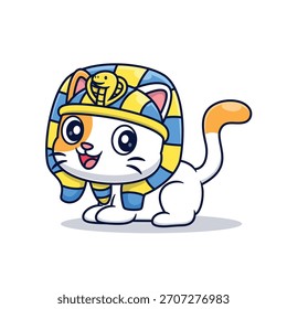 Süße Katze König von Ägypten Cartoon Vektor Symbol Illustration. Animals Holiday Icon Concept Isolated Premium Vector. Flacher Cartoon-Stil