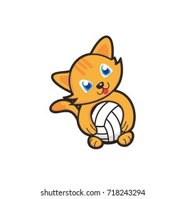 CUTE CAT KITTEN BALL LOGO ILLUSTRATION
Playful cat logo illustration of the concept of holding the ball.
