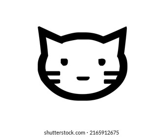 Cute cat, kitten face, domestic animal, pet, design, graphic, vector, illustration in black and white color, isolated on white background