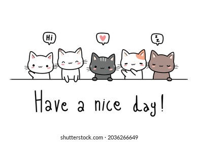 Cute cat kitten greeting cartoon doodle background wallpaper