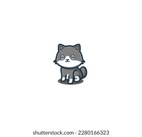 Cute cat kitten grey mascot logo