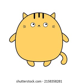 Cute cat kitten kitty. Kawaii cartoon character. Round contour icon. Funny head face. Happy Valentines Day. Baby greeting card template. Notebook cover, tshirt. White background. Flat design. Vector