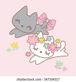 Cute Cat kitten Pet, vector illustration cartoon.