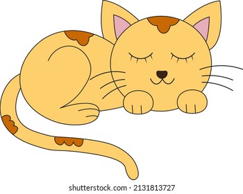 lindo gato gatito durmiente ilustración de dibujos animados vectores 
