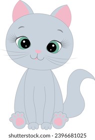 Ilustración de gatito de gato suave gris