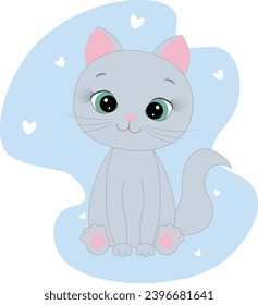 Cute cat kitty illustration grey