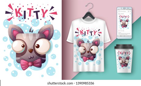Cute cat  kitty    mockup for your idea  Vector eps 10