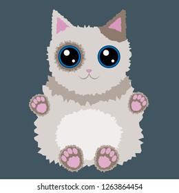 Cute cat kitty with pink paws vector illustration