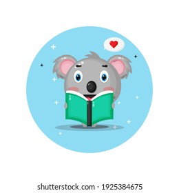 Cute cat koala is reading a book