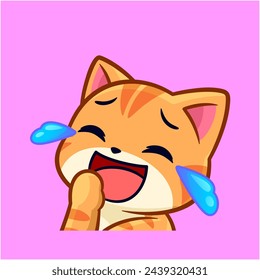a cute cat laughing emotes sticker vector cartoon illustration