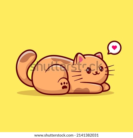 Cute Cat Laying Down On The Floor Cartoon Vector Icon Illustration. Animal Nature Icon Concept Isolated Premium Vector. Flat Cartoon Style