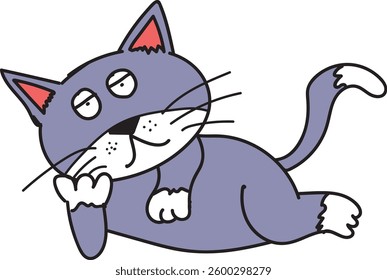 Cute Cat Lazy Laying Cartoon Vector Illustration