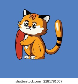 Cute cat with I Letter Vector Illustration