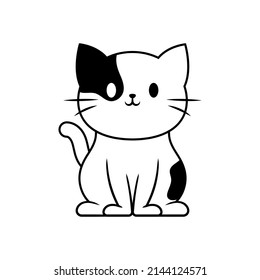 Cute Cat Line Art Illustration Icon Design Template Vector