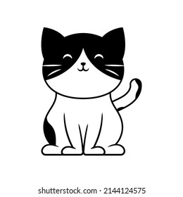 Cute cat line art illustration icon design template vector