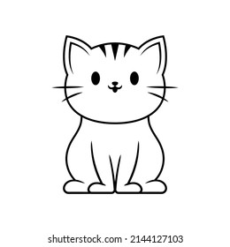 Cute Cat Line Art Illustration Icon Design Template Vector