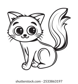 Cute Cat Line Art Illustration - 03