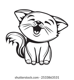 Cute Cat Line Art Illustration - 02