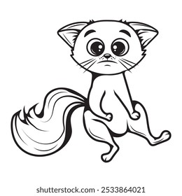 Ilustração de arte de linha de gato bonito - 10