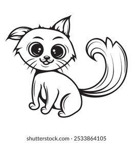 Cute Cat Line Art Illustration - 09