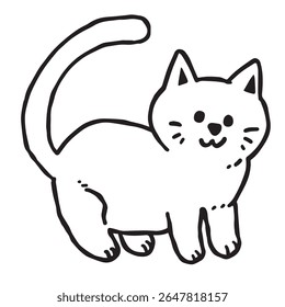 a cute cat line art illustration