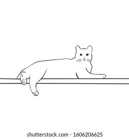 Cute Cat Line art vector design, black and white