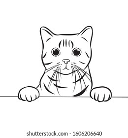 Cute Cat Line art vector design, black and white